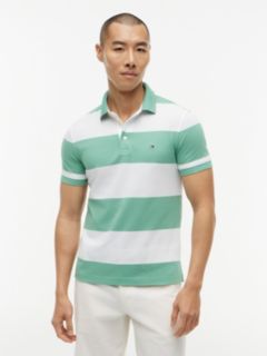 Slim Fit Rugby Stripe Polo — Fort Green/White Stripe 1