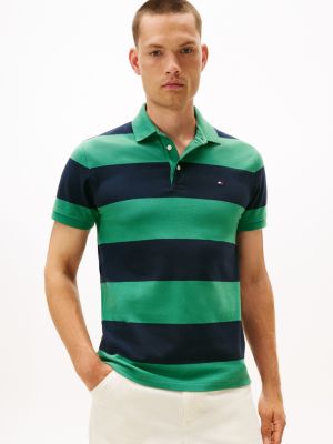Slim Fit Rugby-Stripe Polo, Academia Green
