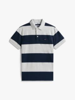 Slim Fit Rugby Stripe Polo — Grey Heather/Navy Stripe 5