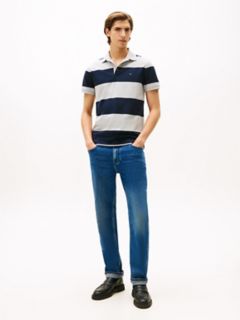 Slim Fit Rugby Stripe Polo — Grey Heather/Navy Stripe 2