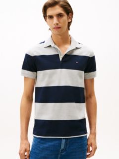 Slim Fit Rugby Stripe Polo — Grey Heather/Navy Stripe 1