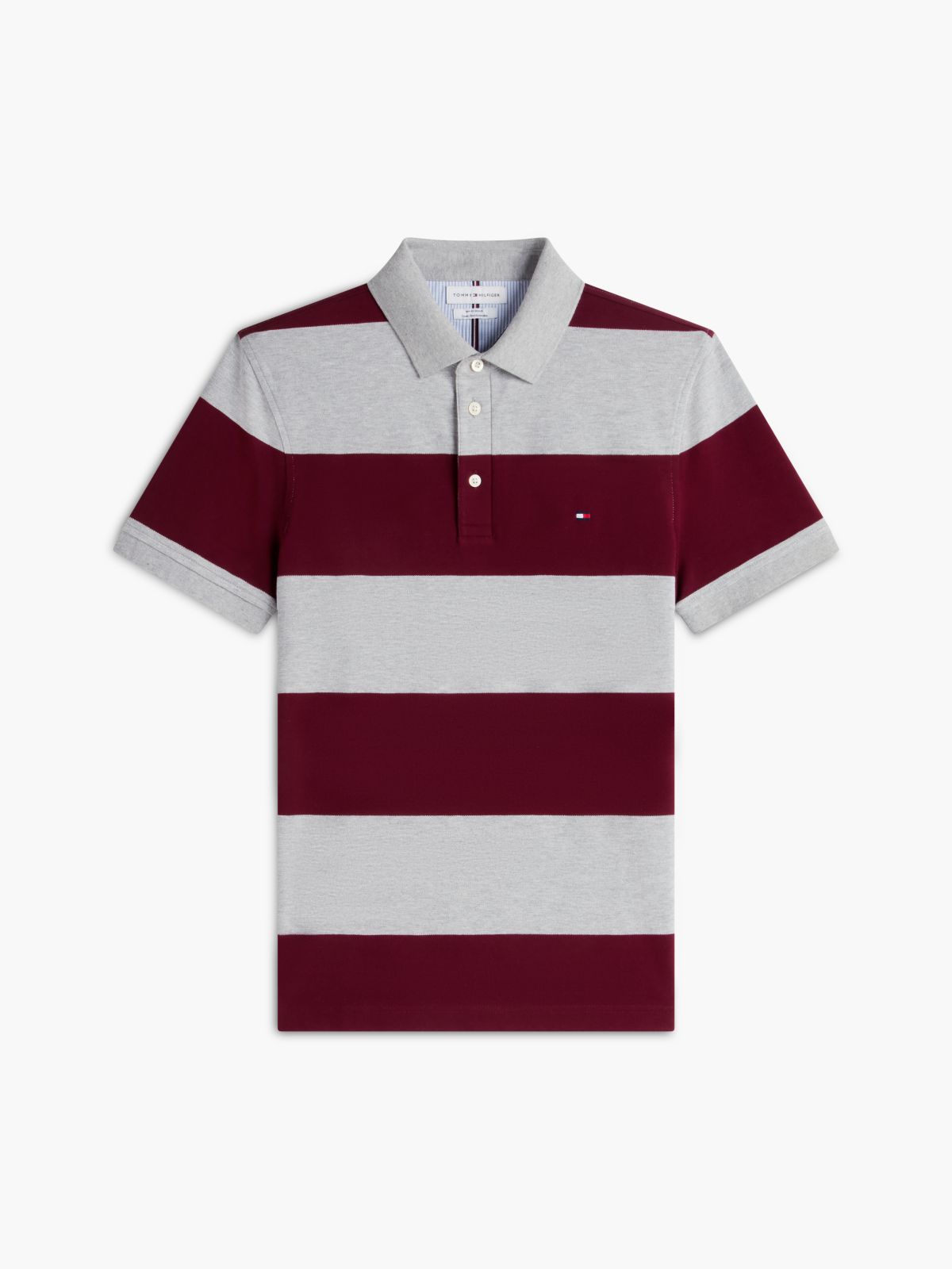 Slim Fit Rugby Stripe Polo — Grey Heather