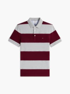 Slim Fit Rugby Stripe Polo — Grey Heather 5