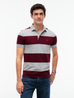 Slim Fit Rugby Stripe Polo — Grey Heather 1