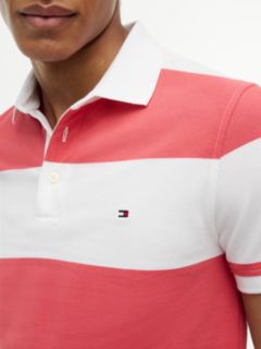Slim Fit Rugby Stripe Polo — Coral 3