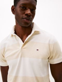Slim Fit Rugby Stripe Polo — Beige/White Stripe 3