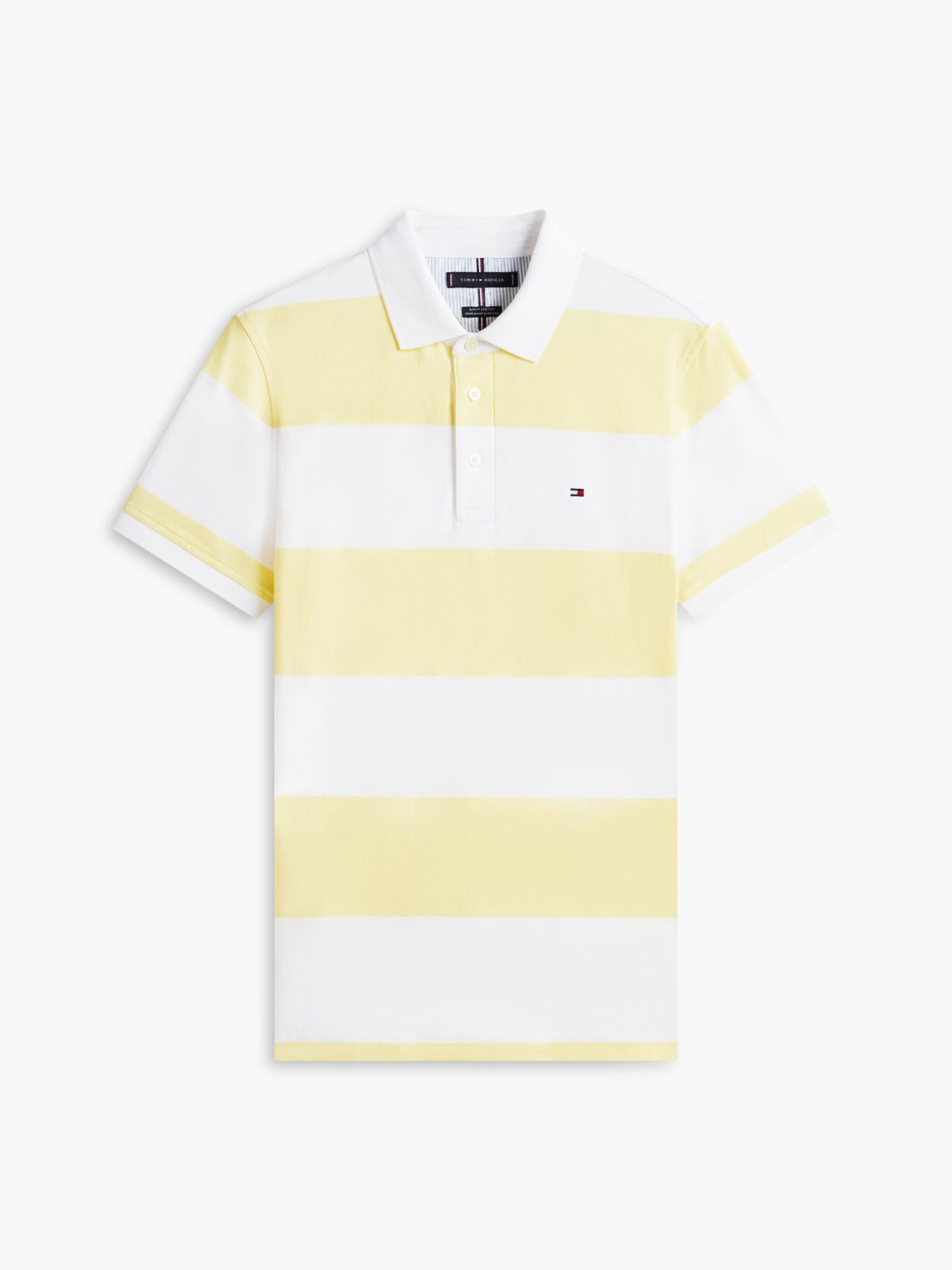 Slim Fit Rugby Stripe Polo — Citronella/White Stripe