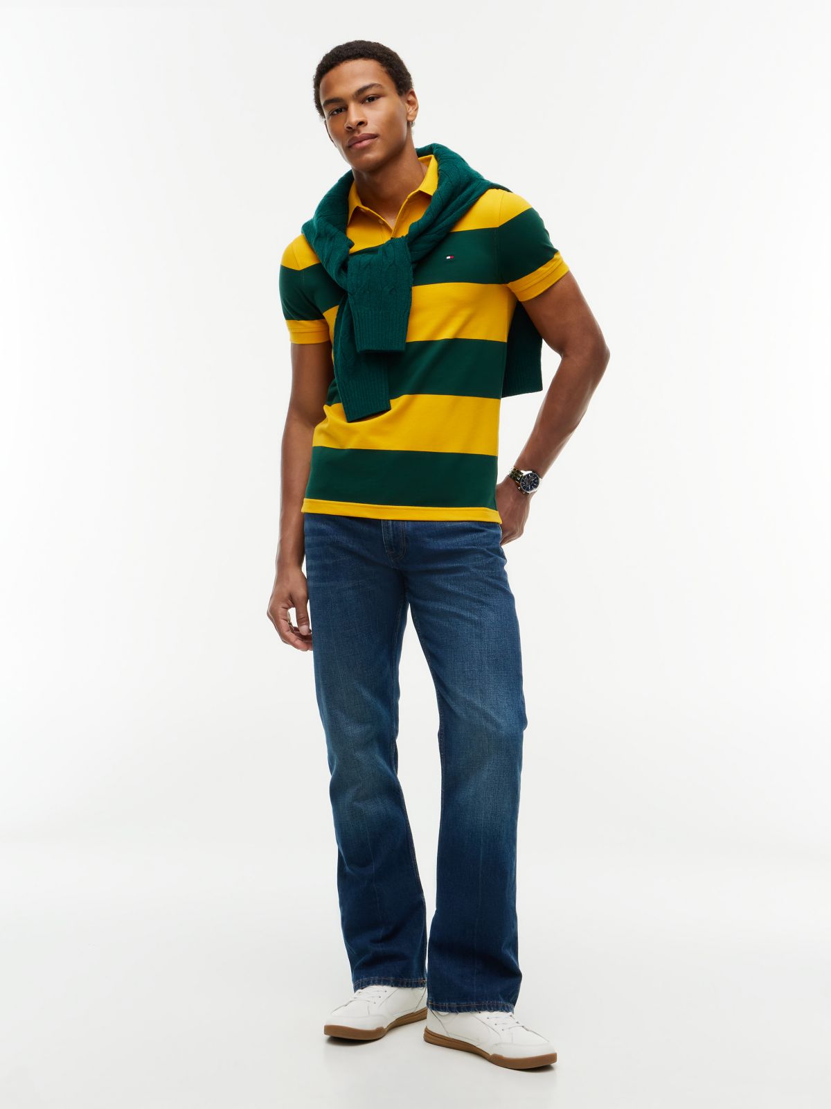 Slim Fit Rugby Stripe Polo — Countryside Yellow