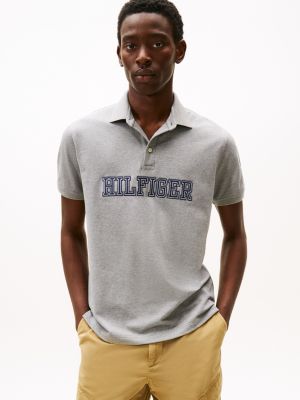 Regular Fit Hilfiger Logo Polo, Grey Heather