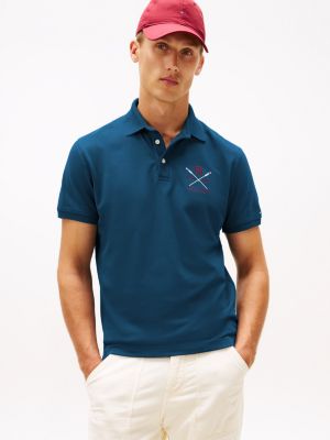 Regular Fit Rowing Crew Logo Polo, Deep Indigo