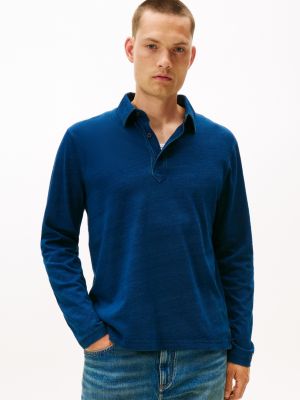 Regular Fit Long-Sleeve Polo, Navy