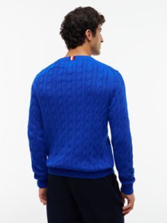 Cable Knit Crewneck Sweater — Cobalt 4