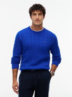 Cable Knit Crewneck Sweater — Cobalt 1