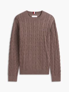 Cable Knit Crewneck Sweater — Legacy Brown 5