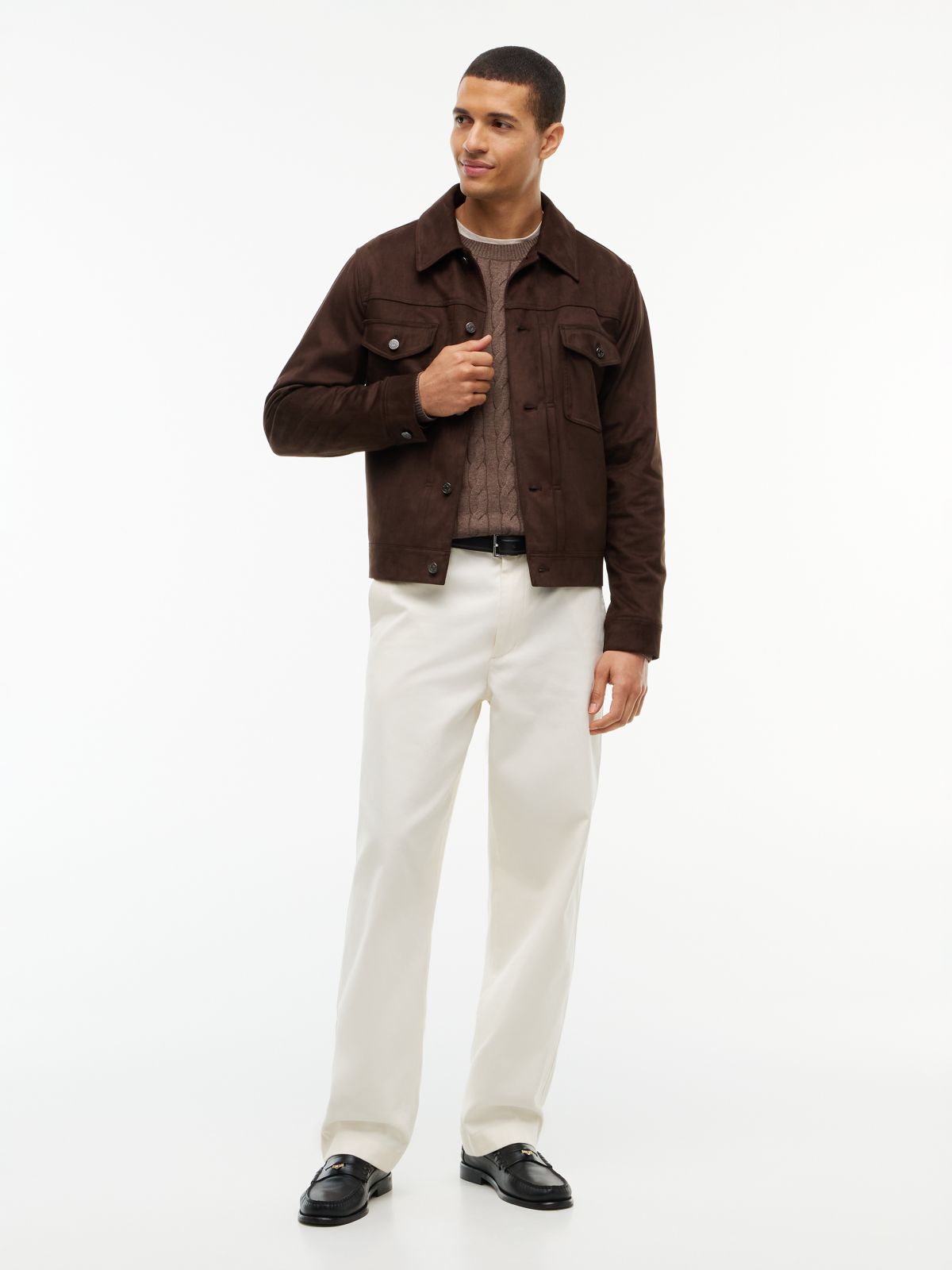 Cable Knit Crewneck Sweater — Legacy Brown