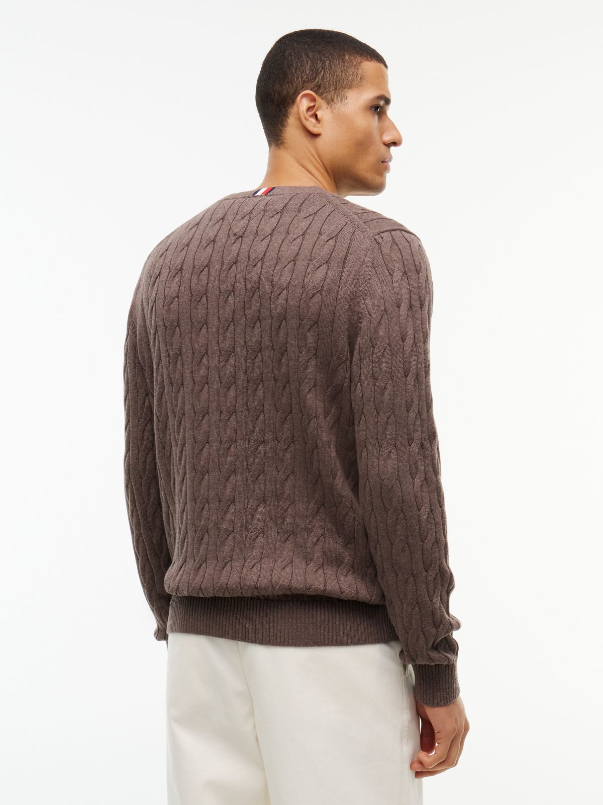 Cable Knit Crewneck Sweater — Legacy Brown
