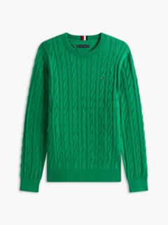 Cable Knit Crewneck Sweater — Nouveau Green 5