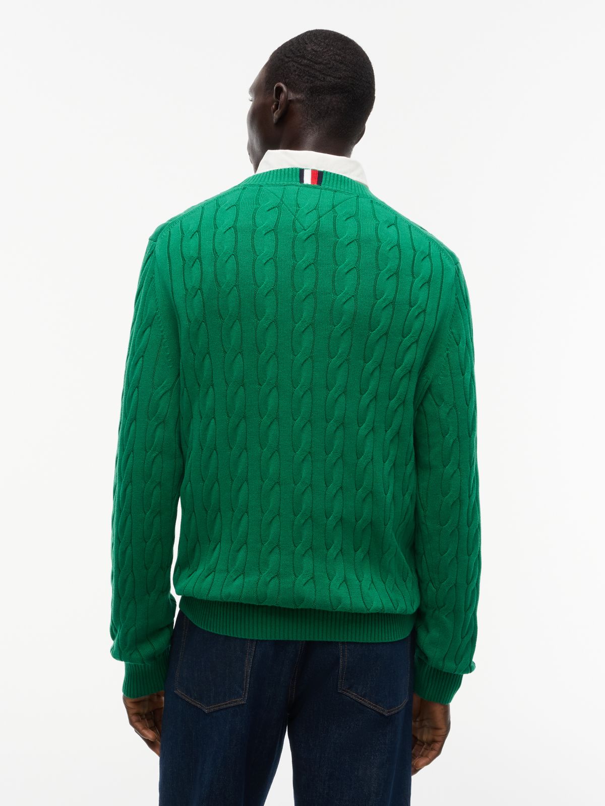 Cable Knit Crewneck Sweater — Nouveau Green
