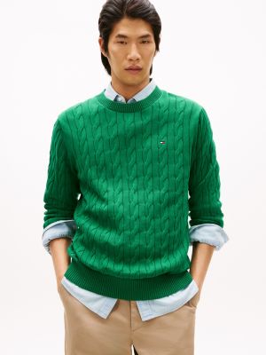 Cable Knit Crewneck Sweater, Nouveau Green