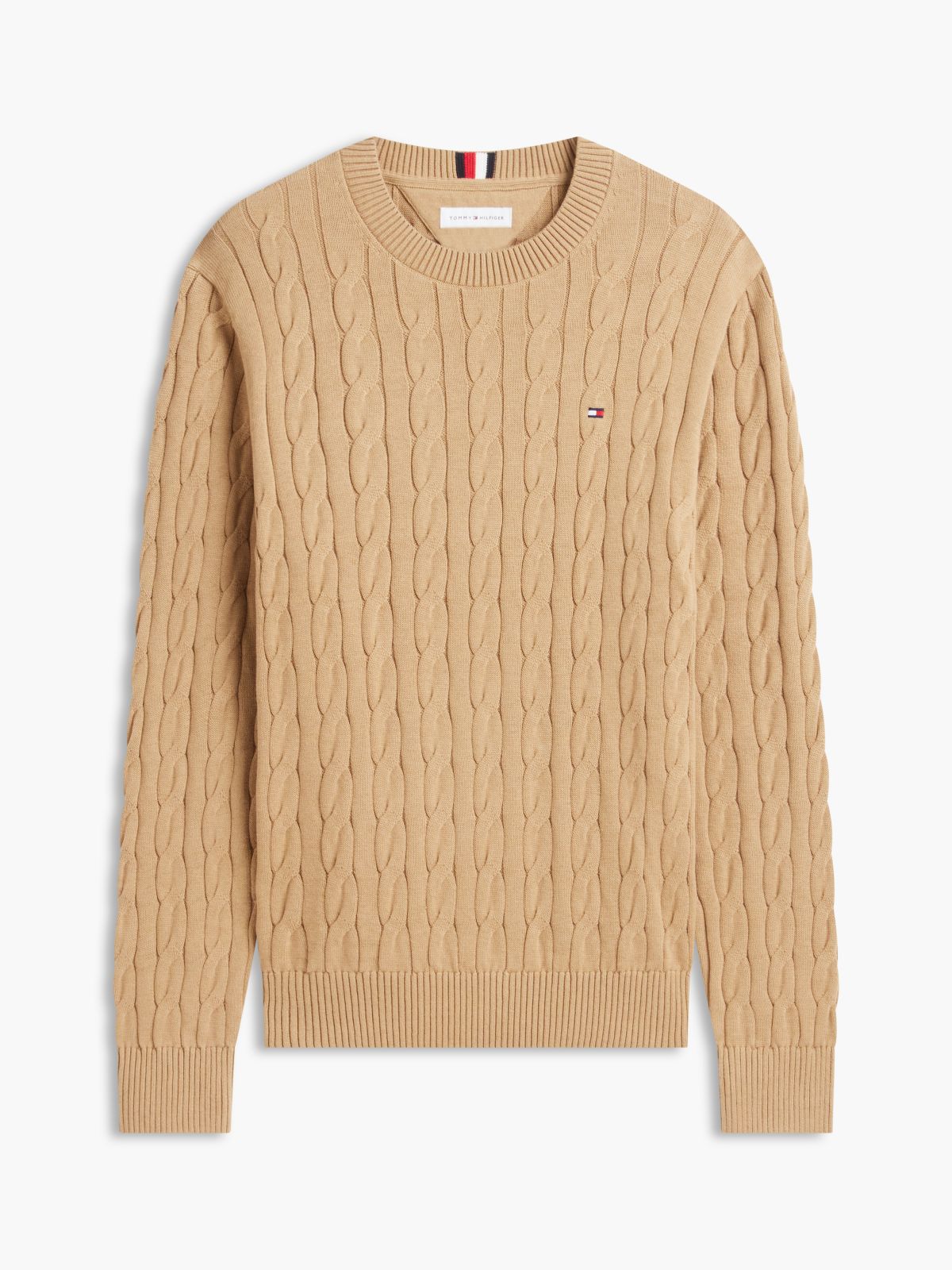 Cable Knit Crewneck Sweater — Classic Khaki