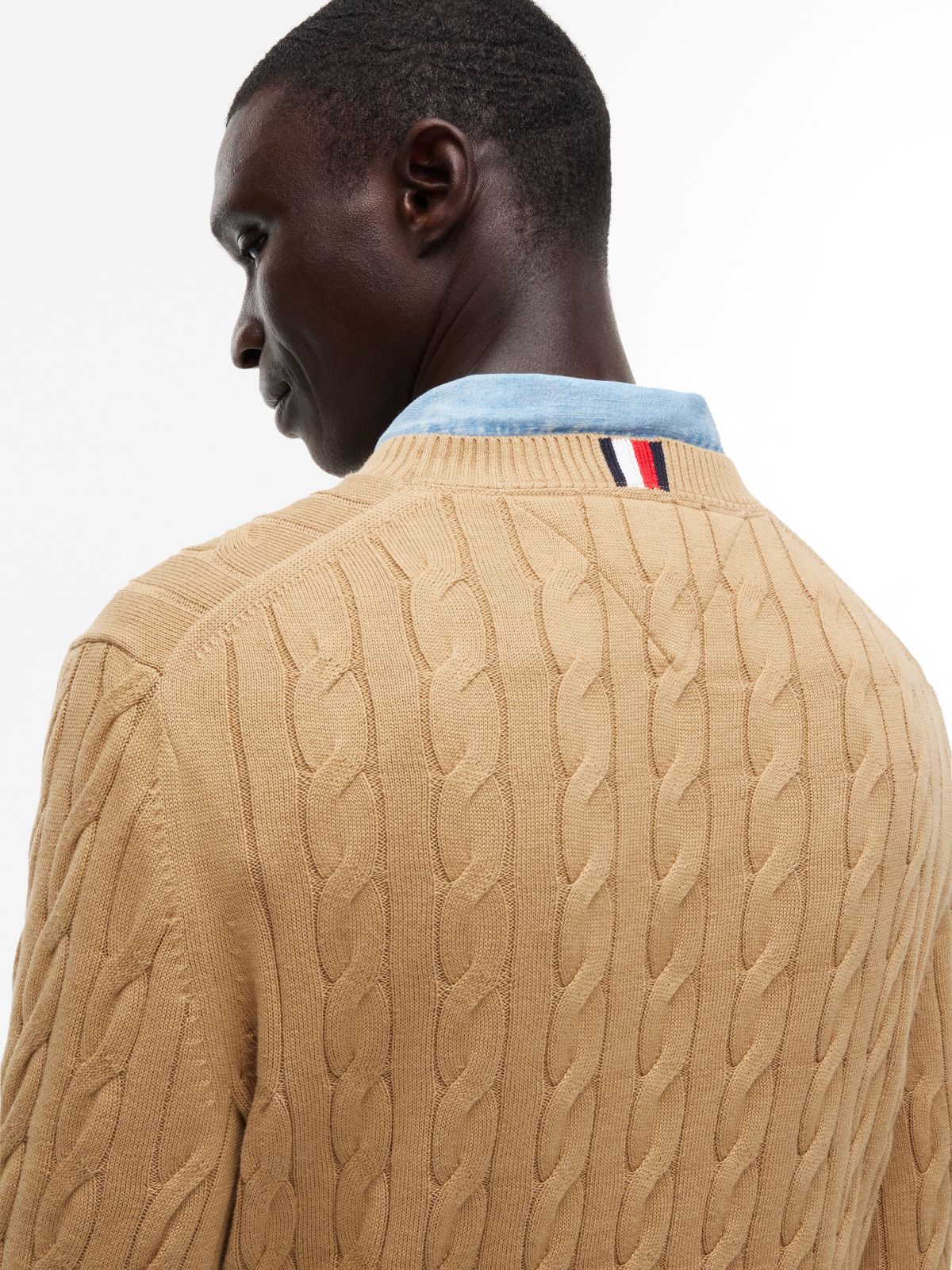 Cable Knit Crewneck Sweater — Classic Khaki