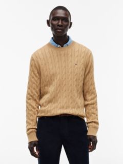 Cable Knit Crewneck Sweater — Classic Khaki 1