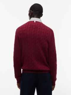 Cable Knit Crewneck Sweater — Deep Rouge 6