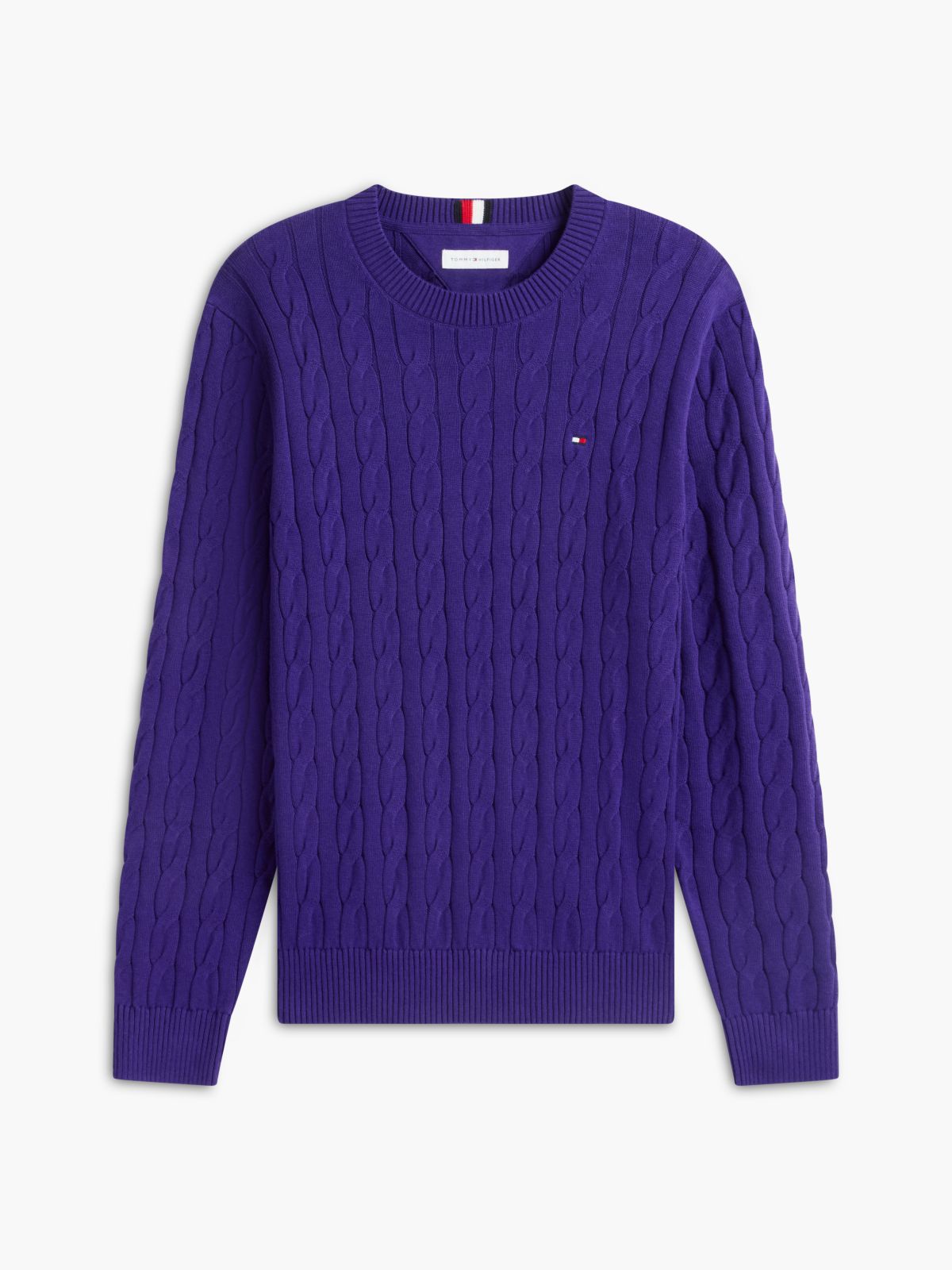 Cable Knit Crewneck Sweater — Winter Grape