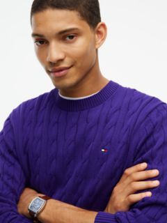 Cable Knit Crewneck Sweater — Winter Grape 3