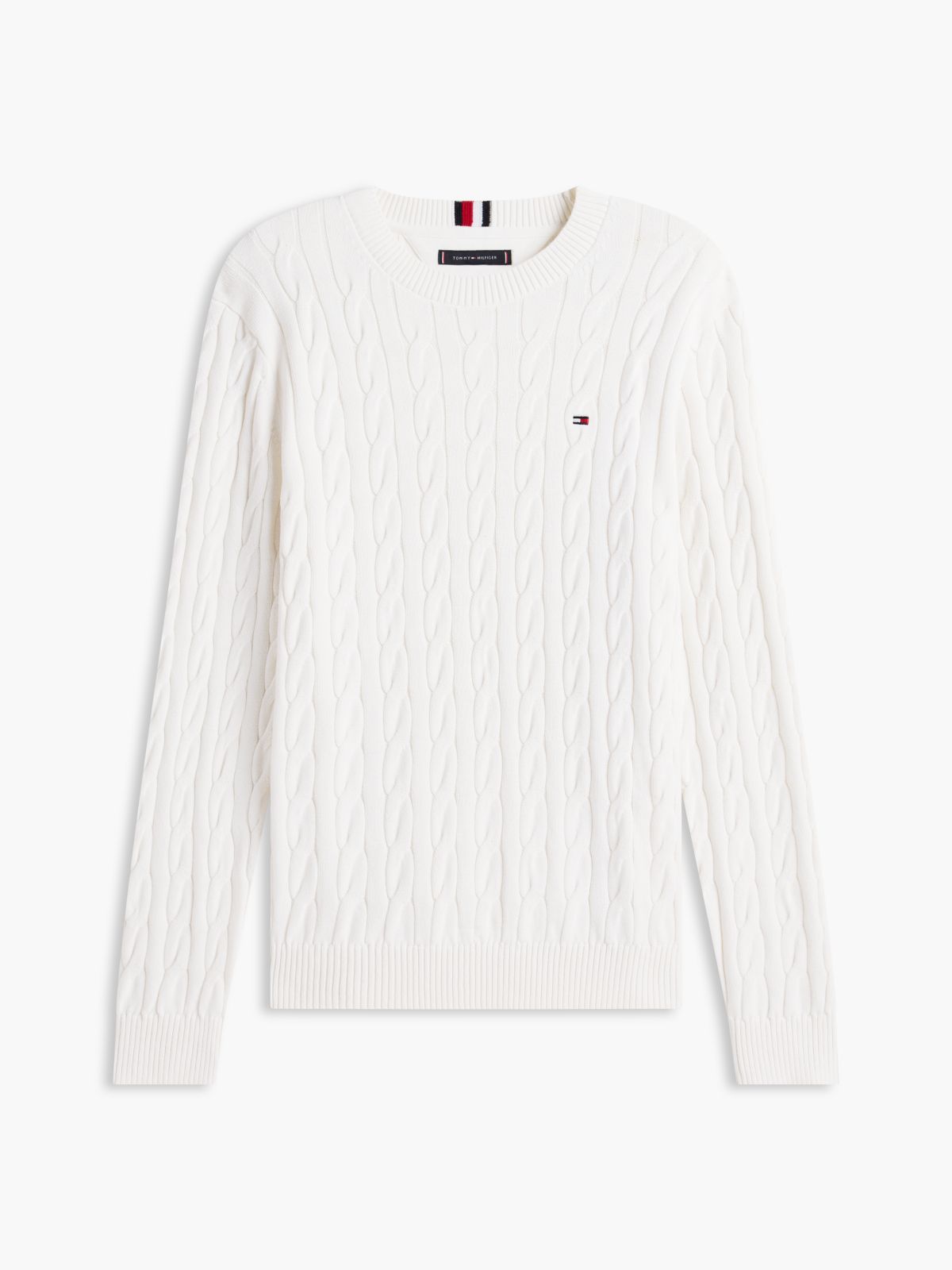 Cable Knit Crewneck Sweater — Ivory
