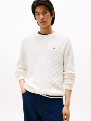 Cable Knit Crewneck Sweater, Ivory