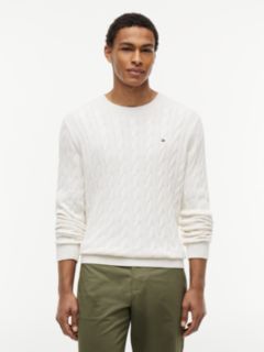 Cable Knit Crewneck Sweater — Ivory 1