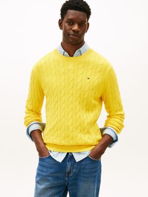 Cable Knit Crewneck Sweater, Pollen