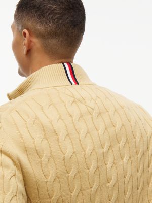 Мужской свитер Tommy Hilfiger Cable Knit Quarter-Zip, цвет: Beechwood — фото 3
