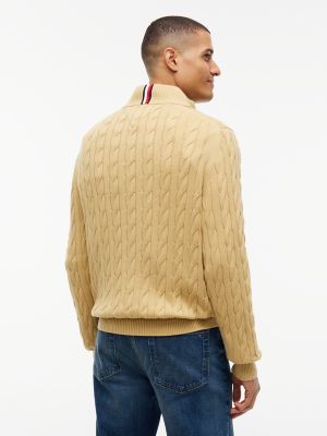 Мужской свитер Tommy Hilfiger Cable Knit Quarter-Zip, цвет: Beechwood — фото 4