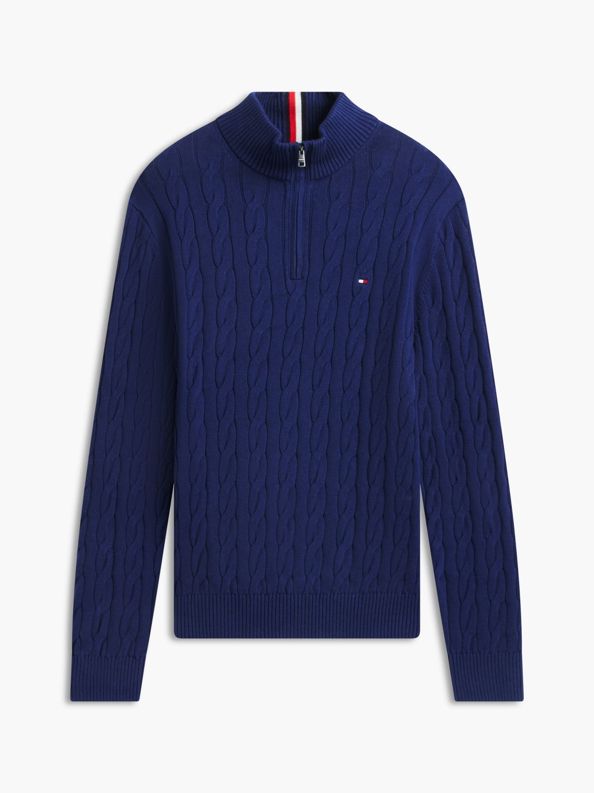 Cable Knit Quarter-Zip Sweater — Preppy Navy