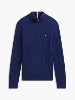 Cable Knit Quarter-Zip Sweater — Preppy Navy 5