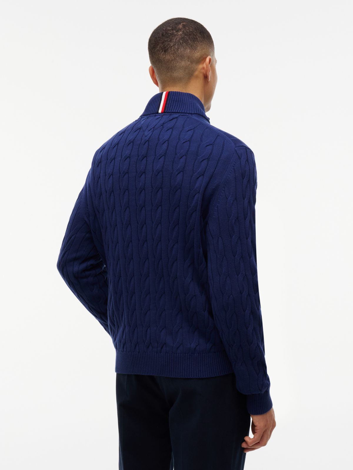 Cable Knit Quarter-Zip Sweater — Preppy Navy