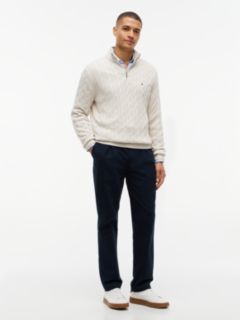Cable Knit Quarter-Zip Sweater — Classic Beige 2