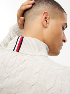 Cable Knit Quarter-Zip Sweater — Classic Beige 3