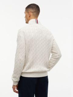 Cable Knit Quarter-Zip Sweater — Classic Beige 4