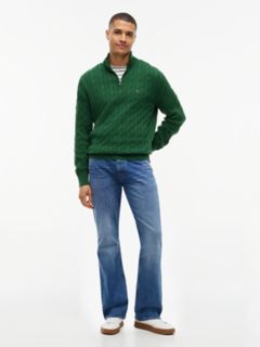 Cable Knit Quarter-Zip Sweater — Deep Evergreen 2