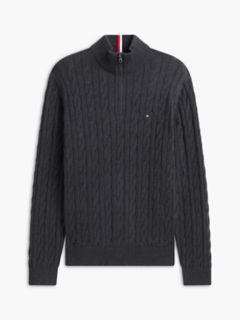 Cable Knit Quarter-Zip Sweater — Charcoal 5
