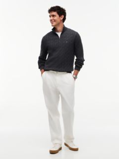 Cable Knit Quarter-Zip Sweater — Charcoal 2