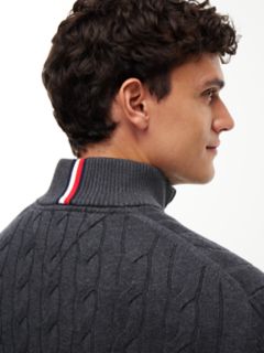 Cable Knit Quarter-Zip Sweater — Charcoal 3