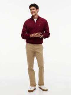 Cable Knit Quarter-Zip Sweater — Burgundy 2