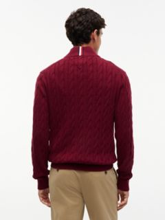 Cable Knit Quarter-Zip Sweater — Burgundy 4