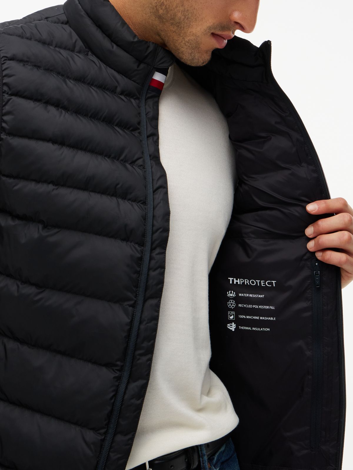 TH Performance Lightweight Packable Puffer Vest — Black