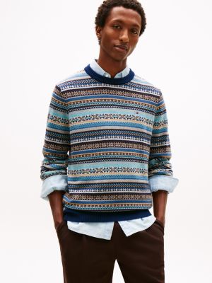 Allover Fair Isle Wool-Blend Sweater, Navy Multi
