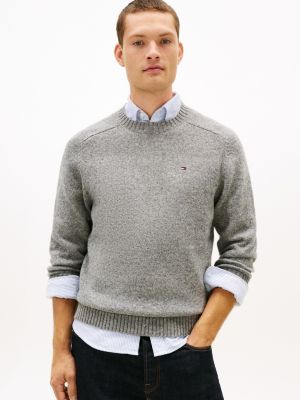 Donegal Wool-Blend Sweater, Grey Heather
